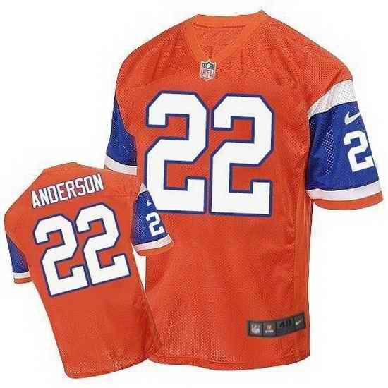 Nike Broncos #22 C J Anderson Orange Throwback Mens Stitched NFL Elite Jersey